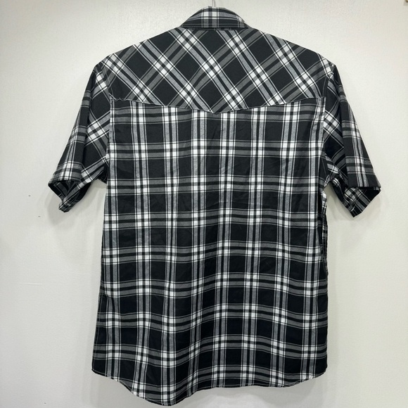 NEW Hawks Bay Black & White Plaid Short Sleeve Pearl Snap Western Shirt Men’s S - Picture 4 of 7